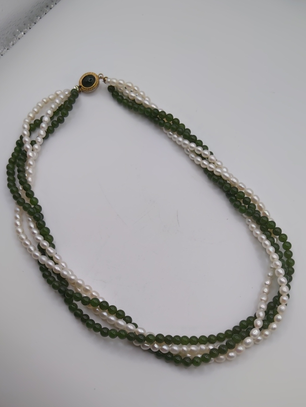 Freshwater Pearl And Green Tourmaline Multistrand Necklace